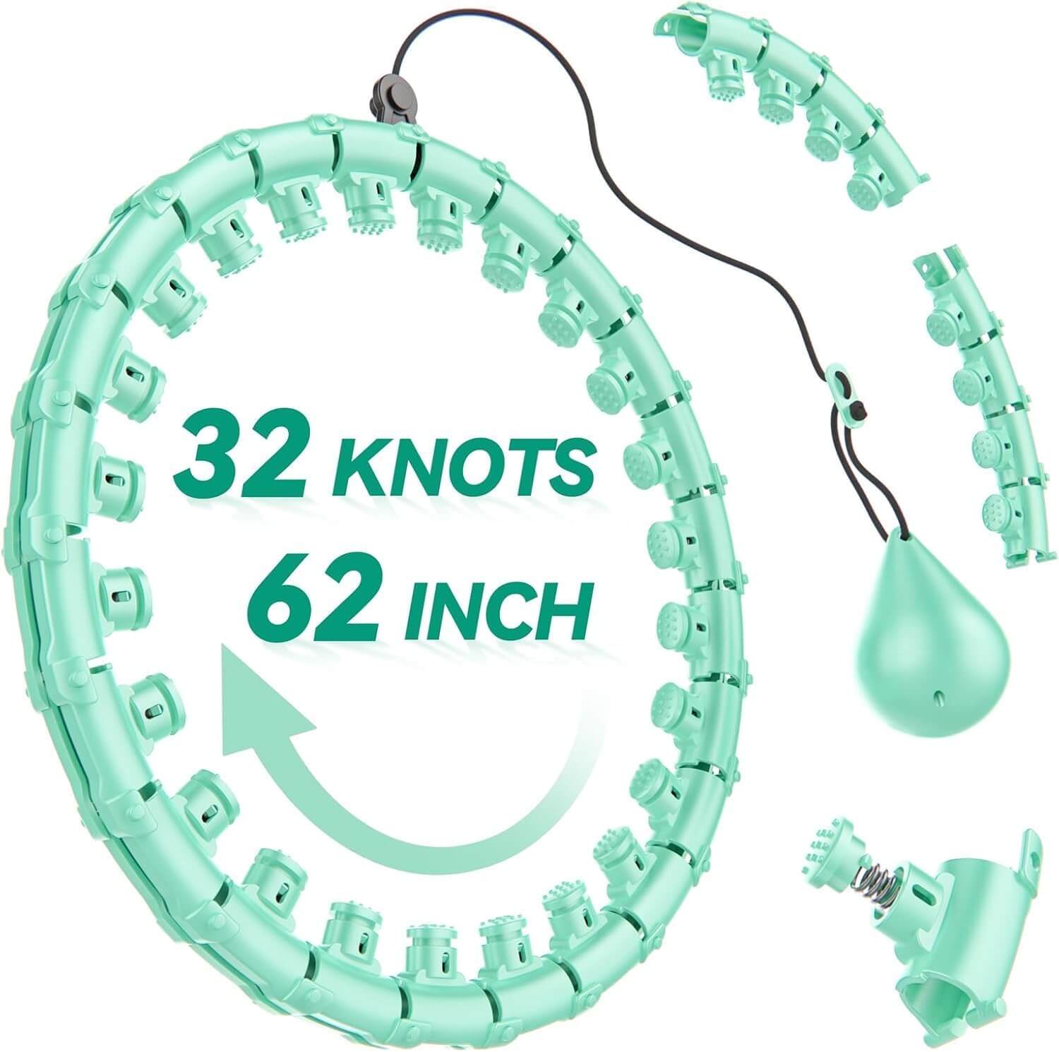 Teal with 32 knots and 62-inch length on a white background
